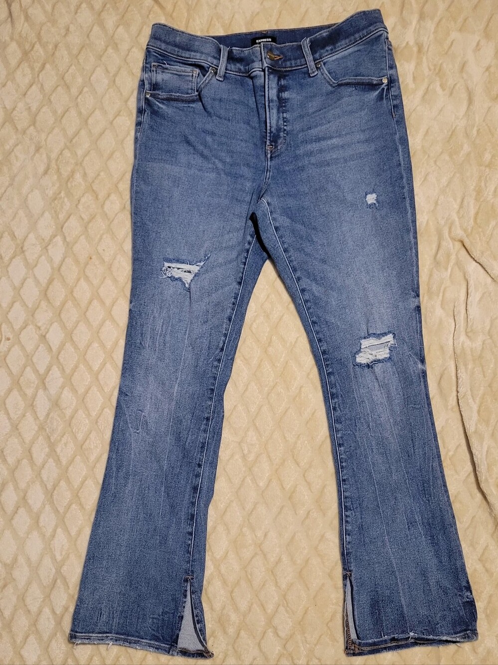Like New Express Skyscraper Distressed Blue Women's Jeans Size 12S